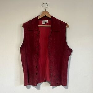 Red western style leather vest